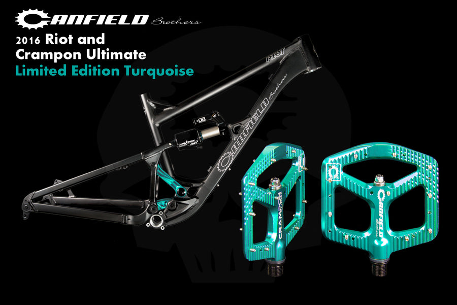 Limited Edition Turquoise Canfield Riot 29er Trail Bike and Crampon Ultimate Flat Pedal Package