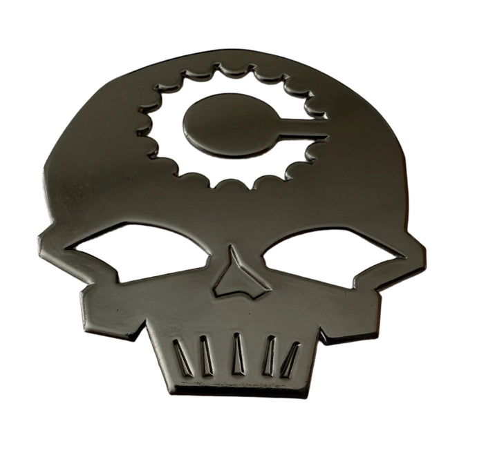 Black Chrome Canfield Skully Head Tube Badge
