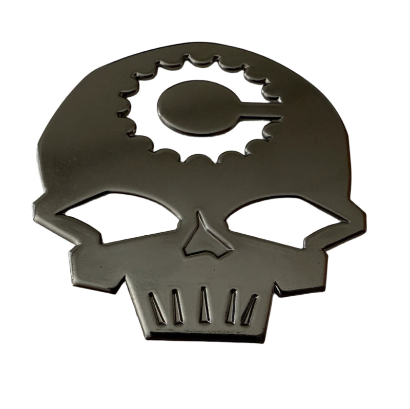 Black Chrome Canfield Skully Head Tube Badge