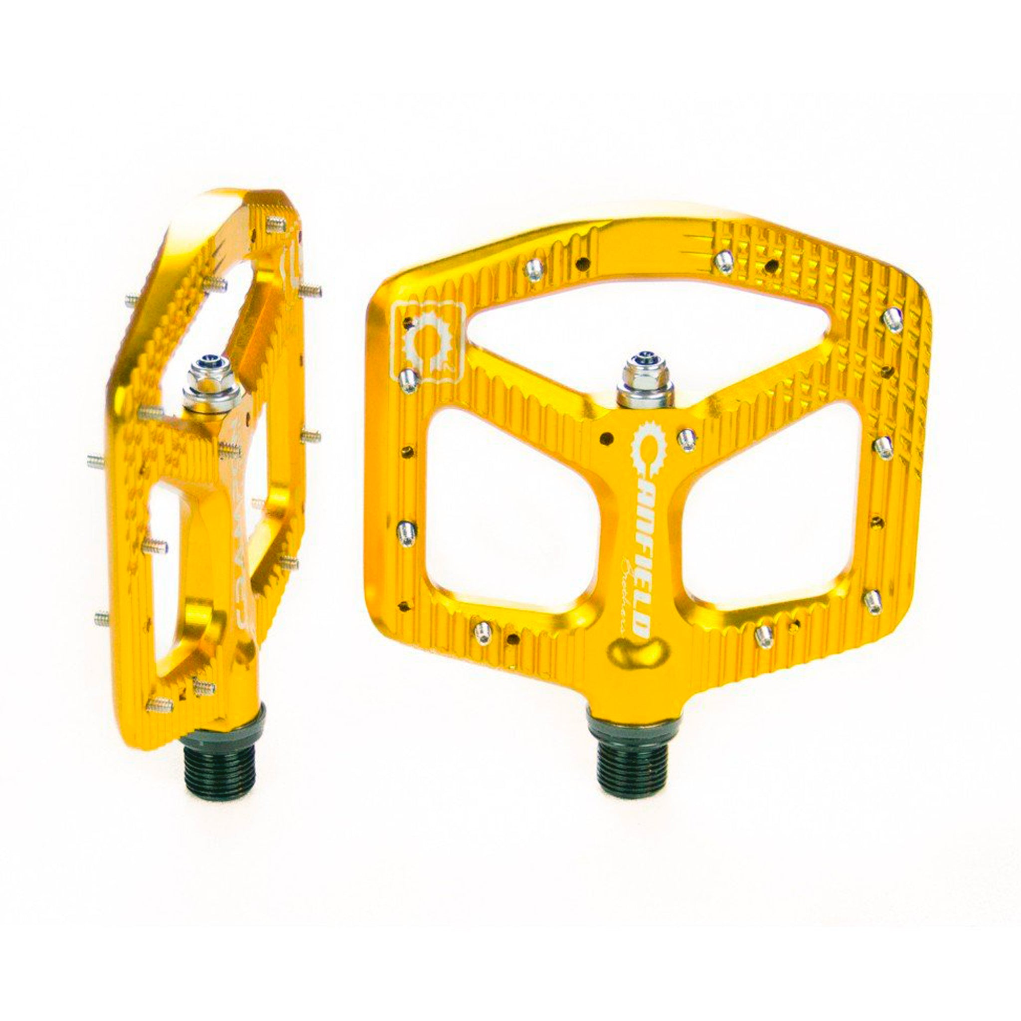 gold mtb flat pedals Canfield Crampon Ultimate Pedals